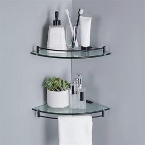 img 3 attached to 🚿 KES Bathroom Glass Corner Shelf - Tempered Glass with Rail, Wall Mount Corner Shower Shelf - SUS 304 Stainless Steel, Matte Black - 2 Pack [BGS2101A-BK-P2]