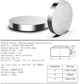 img 3 attached to 🔋 6 шт. луженые монетные батарейки AG10 LR1130 389 LR54 L1131 189 LR54/189/L1130 - Идеально подходят для часов.