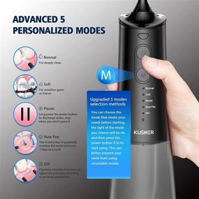 img 2 attached to ✨ Cordless Water Dental Flosser for Teeth - KUSKER Portable Oral Irrigator: 5 Modes, 4 Jet Tips - Rechargeable & Waterproof