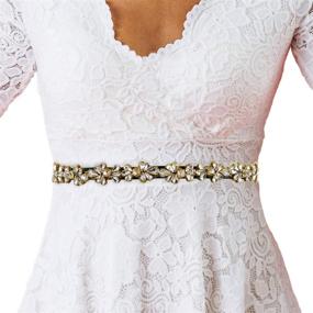 img 4 attached to Yanstar Clear Crystal Rhinestone Bridal Sash Belt for Wedding Gowns: Handmade Wedding Dress Accessories