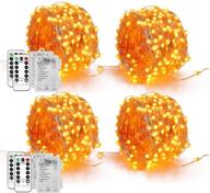 🎃 homemory 4 pack 20 feet 60 led halloween fairy lights, battery powered christmas lights with remote control, water-resistant 8 modes firefly twinkle string lights for party halloween decor, orange логотип