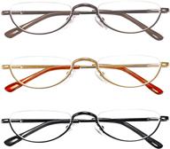 👓 stylish half frame reading glasses - half moon readers for women & men (3pcs in pouch) 2.00: enhanced with spring hinge logo