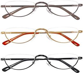 img 4 attached to 👓 Stylish Half Frame Reading Glasses - Half Moon Readers for Women & Men (3PCS in Pouch) 2.00: Enhanced with Spring Hinge