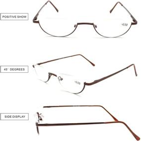 img 3 attached to 👓 Stylish Half Frame Reading Glasses - Half Moon Readers for Women & Men (3PCS in Pouch) 2.00: Enhanced with Spring Hinge