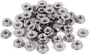 img 3 attached to High-Quality Stainless Steel Serrated Hex Flange Nuts Locknuts - Pack of 50 (M5)