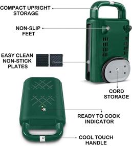 img 1 attached to 🥪 2-in-1 Mini Waffle Maker and Electric Sandwich Maker with Removable Anti-Overflow Nonstick Grids, LED Indicator Lights for Convenient On-the-Go Breakfast, Lunch, Snacks, and Desserts (Green)