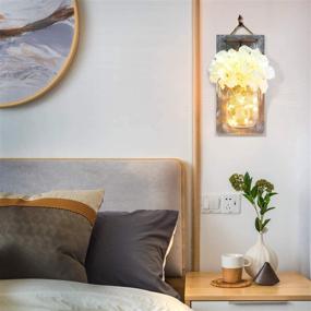 img 3 attached to 🔆 Mason Jar Wall Lights: Charming Remote Controlled Bedroom Decor Set - LIGHTESS Rustic Farmhouse Hanging Sconces with LED Fairy Lights, Battery Powered - SYA11 (Set of 2)