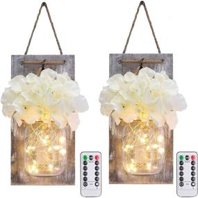 img 4 attached to 🔆 Mason Jar Wall Lights: Charming Remote Controlled Bedroom Decor Set - LIGHTESS Rustic Farmhouse Hanging Sconces with LED Fairy Lights, Battery Powered - SYA11 (Set of 2)