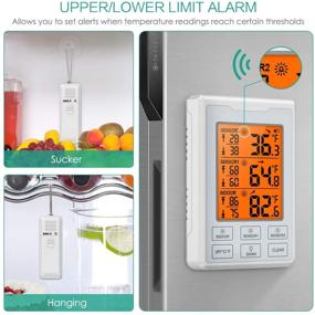 img 1 attached to ORIA Wireless Refrigerator Thermometer with 2 Remote Sensors, LCD Touchscreen, Audible Alarm, Indoor Outdoor Temperature Monitor for Freezer, Kitchen, and Home