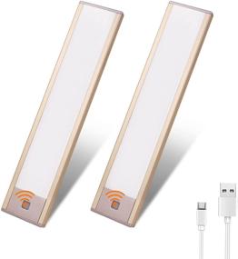 img 4 attached to Rechargeable Under Cabinet Light with Motion Sensor, Ultra-Thin Design, Portable Soft Wireless Lighting, Magnetic Suck Installation, for Closets, Kitchens, Cabinets, Hallways, Stairs, Cars - 4000k (2Pack)