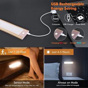 img 1 attached to Rechargeable Under Cabinet Light with Motion Sensor, Ultra-Thin Design, Portable Soft Wireless Lighting, Magnetic Suck Installation, for Closets, Kitchens, Cabinets, Hallways, Stairs, Cars - 4000k (2Pack)