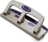 silver and navy officemate deluxe 3-hole punch with chip drawer - medium duty, 20-sheet capacity (90102) logo