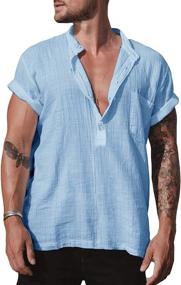 img 4 attached to Мужская повседневная одежда и рубашки "Makkrom Sleeve Henley Hippie Casual": стильный комфорт с богемским стилем