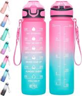 💧 32oz water bottle with straw, time marker & buckle strap - motivational, leak-proof tritan bpa-free bottle to ensure adequate hydration for fitness, gym, camping, and outdoor sports logo