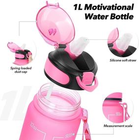 img 3 attached to 💧 32oz Water Bottle with Straw, Time Marker & Buckle Strap - Motivational, Leak-Proof Tritan BPA-Free Bottle to Ensure Adequate Hydration for Fitness, Gym, Camping, and Outdoor Sports