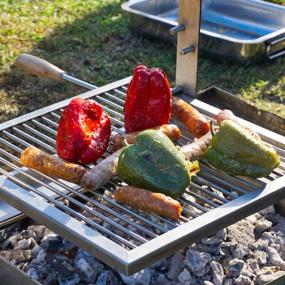 img 1 attached to 🔥 SpitJack Portable Camping Grill: Cook over a Fireplace or Campfire with an Argentine Santa Maria Cooking Grate and Drip Pan – All Stainless Steel, 18 X 17 Inch Grill