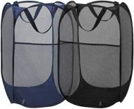 🧺 convenient 2 pack black/navy blue mesh pop-up laundry hamper with portable handles - ideal for kids, college dorm, and travel логотип