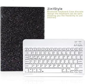 img 2 attached to Premium Glitter Keyboard Case for Samsung Galaxy Tab A 10.1 2019 - Slim Stand Cover with Detachable Bluetooth Keyboard (Black)