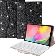 premium glitter keyboard case for samsung galaxy tab a 10.1 2019 - slim stand cover with detachable bluetooth keyboard (black) логотип