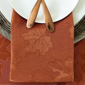 img 2 attached to 🍂 Benson Mills Harvest Legacy Damask Fabric Napkins for Fall, Thanksgiving, and Harvest Season (Rust, Set of 4, 18 inches X 18 inches)