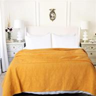 cotton blanket matelassé damask design thermal blanket - king size mustard yellow blanket, ideal for all-season bed layering and as a bed/throw blanket - 90 x 108 inches logo