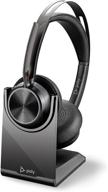 🎧 poly voyager focus 2 uc usb-a headset with stand (plantronics) - bluetooth stereo headset with boom mic - usb-a pc/mac compatible - active noise canceling - works with teams, zoom (certified) and more - enhanced seo logo