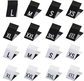 img 4 attached to ANCIRS 320 Pack Size Labels: XS/S/M/L/XL/2XL/3XL/4XL, Sew-On Cotton Embroidered Clothing Tags (160pcs Black & 160pcs White)