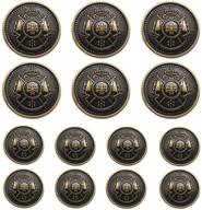 👔 enhance your blazers and suits with yahoga 14 piece antique metal button set: 15mm & 20mm sizes for blazers, sport coats, uniforms, and jackets (mb20170) logo