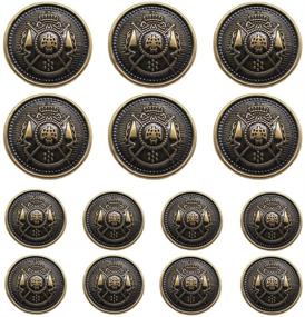 img 2 attached to 👔 Enhance Your Blazers and Suits with YaHoGa 14 Piece Antique Metal Button Set: 15mm & 20mm Sizes for Blazers, Sport Coats, Uniforms, and Jackets (MB20170)