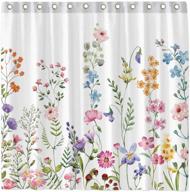 🌺 funnytree watercolor floral plant shower curtain set with hooks - home bathroom and bathtub decor - easy care, machine washable - durable polyester fabric - 72"x72 logo