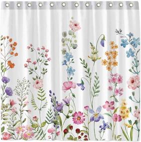 img 4 attached to 🌺 Funnytree Watercolor Floral Plant Shower Curtain Set with Hooks - Home Bathroom and Bathtub Decor - Easy Care, Machine Washable - Durable Polyester Fabric - 72"x72