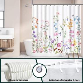 img 1 attached to 🌺 Funnytree Watercolor Floral Plant Shower Curtain Set with Hooks - Home Bathroom and Bathtub Decor - Easy Care, Machine Washable - Durable Polyester Fabric - 72"x72