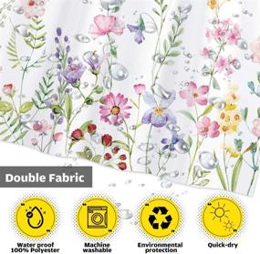 img 2 attached to 🌺 Funnytree Watercolor Floral Plant Shower Curtain Set with Hooks - Home Bathroom and Bathtub Decor - Easy Care, Machine Washable - Durable Polyester Fabric - 72"x72