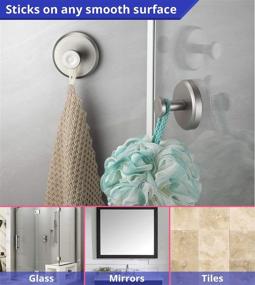 img 3 attached to 🔁 Suction Cup Hooks for Shower, Bathroom, Kitchen - Loofah, Towel, Coat, Bath Robe Hook Holder - Heavy-duty Hanging up to 15 lbs - Polished Matte Chrome & Brushed Nickel Finish (4-pack)