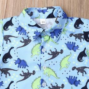 img 1 attached to 🦖 Summer Dinosaur Casual Gentleman Clothes Set - Little Boy Toddler Floral Shirt with Bermuda Shorts Outfit