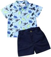 🦖 summer dinosaur casual gentleman clothes set - little boy toddler floral shirt with bermuda shorts outfit logo