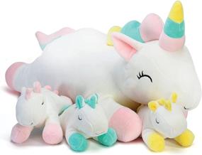 img 4 attached to 🦄 Plush Unicorn Pillow with Zippered Pouch & 3 Little Plush Baby Unicorns - Soft Stuffed Animal Playset from the Plushlings Collection