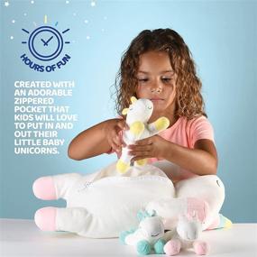 img 3 attached to 🦄 Plush Unicorn Pillow with Zippered Pouch & 3 Little Plush Baby Unicorns - Soft Stuffed Animal Playset from the Plushlings Collection