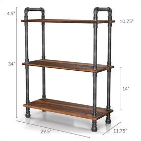 img 2 attached to 📚 Barnyard Designs 3-Tier Etagere Bookcase: Real Pine Wood Furniture with Solid Pine Open Shelves, Rustic Modern Industrial Design – Brown, 38.5" x 29.5" x 11.75