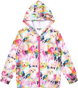 img 4 attached to Fashionable Girls' Unicorn Zip Up Hoodie Jacket with Handy Pockets