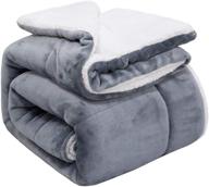 🛏️ queen size grey sherpa fleece blanket - soft and cozy plush flannel blanket for couch, sofa, and bed - lightweight microfiber warm luxury bed throw blanket - reversible, 90x90 inches logo