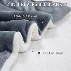 img 3 attached to 🛏️ Queen Size Grey Sherpa Fleece Blanket - Soft and Cozy Plush Flannel Blanket for Couch, Sofa, and Bed - Lightweight Microfiber Warm Luxury Bed Throw Blanket - Reversible, 90x90 Inches