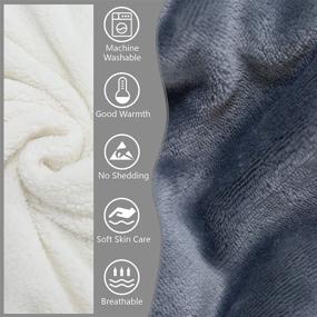 img 2 attached to 🛏️ Queen Size Grey Sherpa Fleece Blanket - Soft and Cozy Plush Flannel Blanket for Couch, Sofa, and Bed - Lightweight Microfiber Warm Luxury Bed Throw Blanket - Reversible, 90x90 Inches