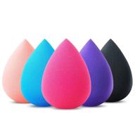 hygea beauty makeup sponge blender set of 5 - non latex, soft, multi-colored foundation blending sponges for cream, powder and liquid - teardrop shape logo