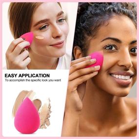 img 2 attached to Hygea Beauty Makeup Sponge Blender Set of 5 - Non Latex, Soft, Multi-colored Foundation Blending Sponges for Cream, Powder and Liquid - Teardrop Shape