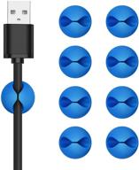🔵 chefbee 8 pack cable clips, cord organizer cable management, self adhesive wire holder system, versatile wire clips for computer, electrical, charging, and mouse cords (blue) logo