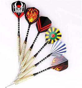 img 1 attached to 🎯 MAXMAU Steel Tip Darts Set - Complete Professional Metal Tipped Point Darts Kit for Dartboard, Includes Aluminium Dart Shaft, Rubber O-Rings, and Extra Dart Flights