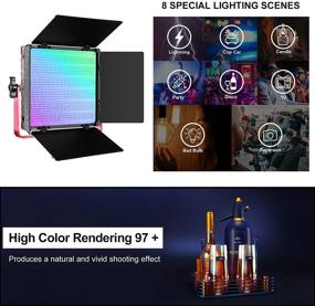 img 1 attached to 📸 GVM RGB LED Video Light, 50W Video Lighting Kit with APP Control, 1200D Photography Lighting Kit for YouTube Studio, 3 Packs LED Panel Light, 3200K-5600K, Aluminum Alloy Shell, High CRI of 97