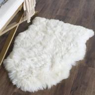 ковер safavieh sheep skin collection shs211a размером 2' x 4' натурального цвета / белого цвета, ручной работы, в стиле рустик глэм, из натуральной овчины высокого качества, с дополнительной толщиной 3,4 дюйма. логотип