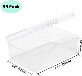 img 3 attached to 📦 24 Pack Clear Small Plastic Bead Storage Boxes with Hinged Lids - Organizers for Seeds, Buttons, Jewelry, Hardware (3.7x2.5x1.3 Inch)